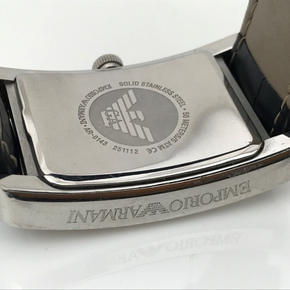 Emporio Armani Men Watch Black Leather Band Analog - Picture 7 of 8